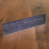 Glimmery Indigo Grunge | Midnight Paars Damask Naambordje (Zijkant)