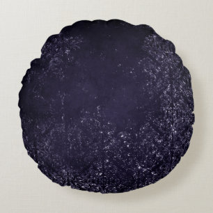 Glimmery Indigo Grunge   Midnight Paars Damask Rond Kussen