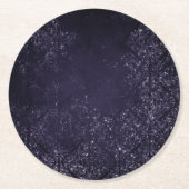 Glimmery Indigo Grunge | Midnight Paars Damask Ronde Kartonnen Onderzetter (Voorkant)