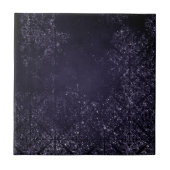Glimmery Indigo Grunge | Midnight Paars Damask Tegeltje (Voorkant)
