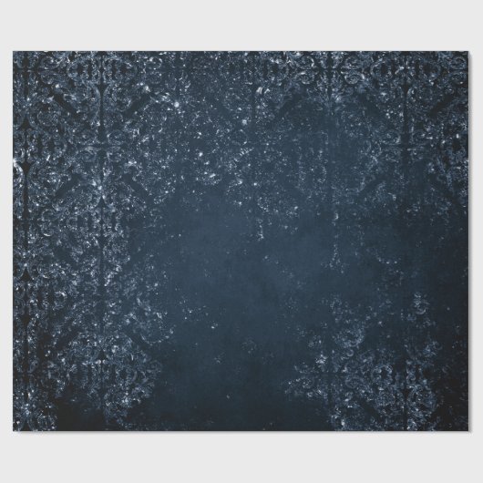 Glimmery Navy Grunge | Donker saffierblauw damast Cadeaupapier (Vlak)