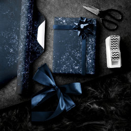 Glimmery Navy Grunge | Donker saffierblauw damast Cadeaupapier