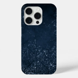 Glimmery Navy Grunge | Donker saffierblauw damast iPhone 15 Pro Case