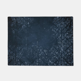 Glimmery Navy Grunge | Donker saffierblauw damast Deurmat