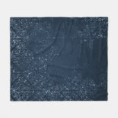 Glimmery Navy Grunge | Donker saffierblauw damast Fleece Deken (Voorkant (Horizontaal))