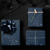 Glimmery Navy Grunge | Donker saffierblauw damast Inpakpapier Vel