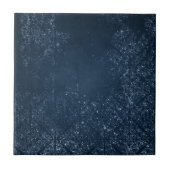 Glimmery Navy Grunge | Donker saffierblauw damast Tegeltje (Voorkant)