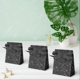 Glimmery Onyx Grunge | Silvery Black Glam Damask Bedankdoosjes
