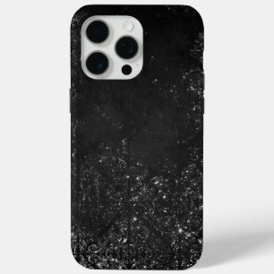 Glimmery Onyx Grunge Silvery Black Glam Damask iPhone 15 Pro Max Hoesje
