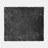 Glimmery Onyx Grunge | Silvery Black Glam Damask Fleece Deken (Voorkant (Horizontaal))