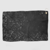 Glimmery Onyx Grunge | Silvery Black Glam Damask Golfhanddoek (Horizontaal)