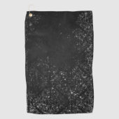 Glimmery Onyx Grunge | Silvery Black Glam Damask Golfhanddoek (Voorkant)