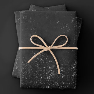 Glimmery Onyx Grunge   Silvery Black Glam Damask Inpakpapier Vel