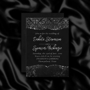 Glimmery Onyx Grunge   Silvery Black Glam Damask Kaart