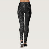 Glimmery Onyx Grunge | Silvery Black Glam Damask Leggings (Achterkant)