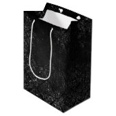 Glimmery Onyx Grunge | Silvery Black Glam Damask Medium Cadeauzakje (Voorkant Gekanteld)