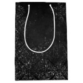 Glimmery Onyx Grunge | Silvery Black Glam Damask Medium Cadeauzakje (Voorkant)