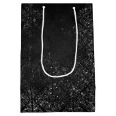 Glimmery Onyx Grunge | Silvery Black Glam Damask Medium Cadeauzakje (Achterkant)