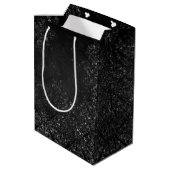 Glimmery Onyx Grunge | Silvery Black Glam Damask Medium Cadeauzakje (Achterkant Gekanteld)