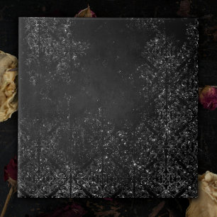 Glimmery Onyx Grunge   Silvery Black Glam Damask Tegeltje