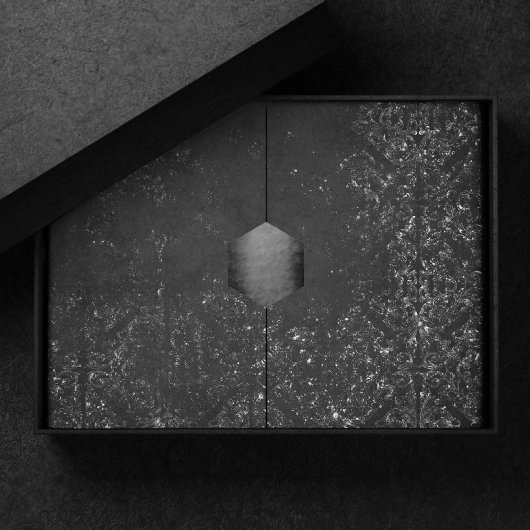 Glimmery Onyx Grunge | Silvery Black Glam Damask Tissuepapier