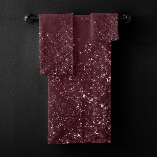 Glimmery Wine Grunge | Sangria Bordeaux Damask Bad Handdoek