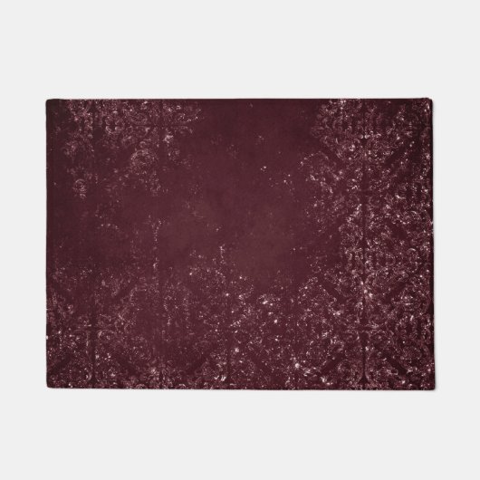 Glimmery Wine Grunge | Sangria Bordeaux Damask Deurmat (Voorkant)