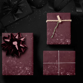 Glimmery Wine Grunge | Sangria Bordeaux Damask Inpakpapier Vel