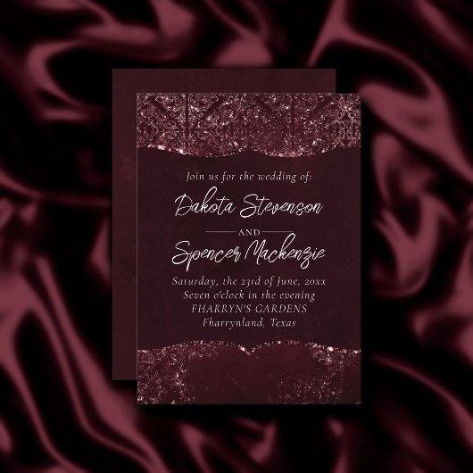 Glimmery Wine Grunge | Sangria Bordeaux Damask Kaart