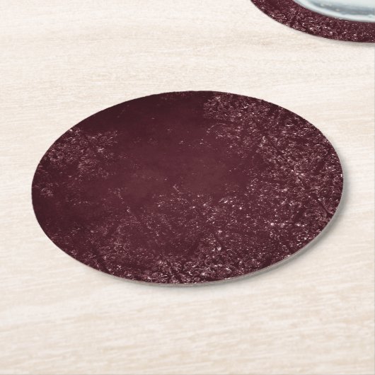 Glimmery Wine Grunge | Sangria Bordeaux Damask Ronde Kartonnen Onderzetter (Gebogen)