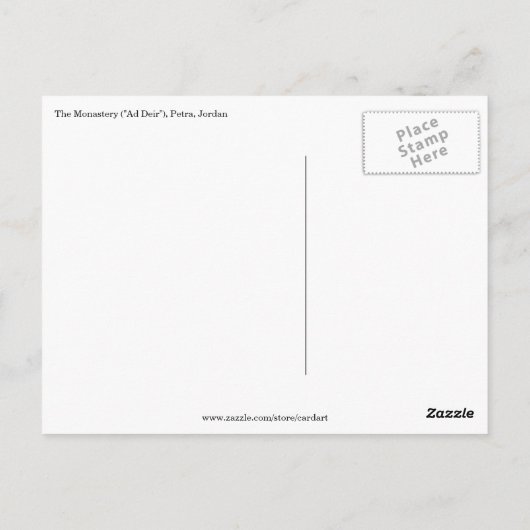 glimp van het klooster petra briefkaart (Achterkant)