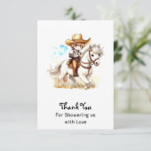 Glimp van West: Rustiek Cowboy Baby shower Bedankkaart (Staand voorkant)
