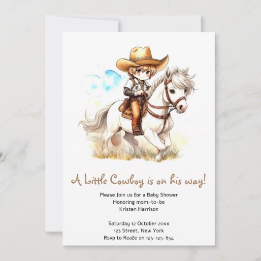 Glimp van West: Rustiek Cowboy Baby shower Kaart (Voorkant)