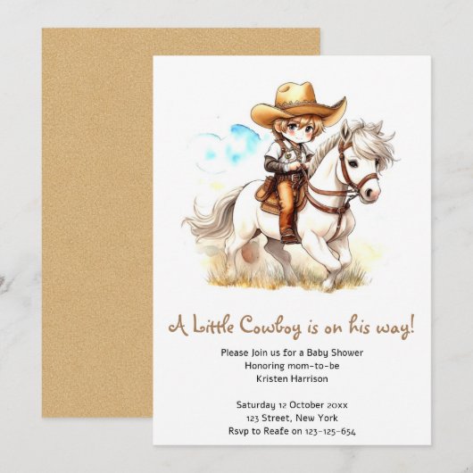 Glimp van West: Rustiek Cowboy Baby shower Kaart (Voorkant / Achterkant)