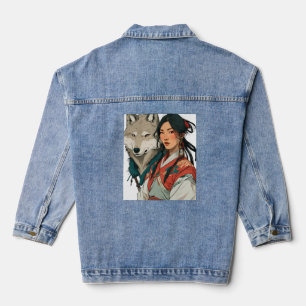"Glimpen van de steppe: de Mongoolse vrouw" Denim Jacket