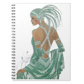 Glimpse of Elegance: Groene Rugloze Jurk Design Notitieboek (Voorkant)