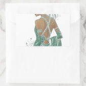 Glimpse of Elegance: Groene Rugloze Jurk Design Rechthoekige Sticker (Tas)