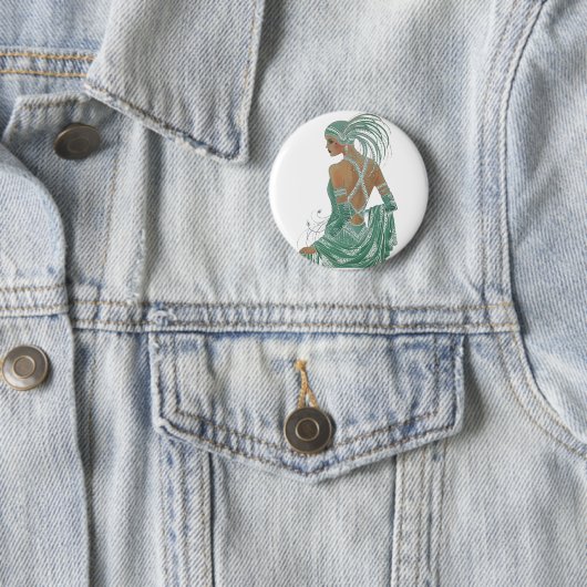 Glimpse of Elegance: Groene Rugloze Jurk Design Ronde Button 5,7 Cm (In situ)