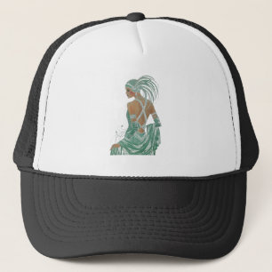 Glimpse of Elegance: Groene Rugloze Jurk Design Trucker Pet
