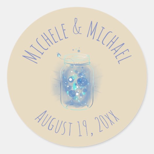Glimwormpjes in pot Persoonlijke namen datum Ronde Sticker (Voorkant)