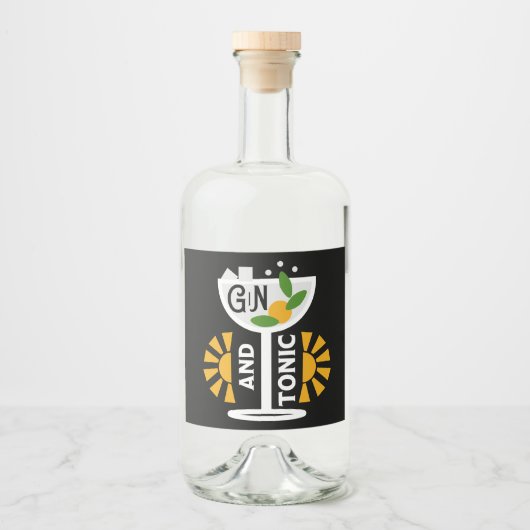  glin en tonische kunst likeurfles etiket (Voorkant)