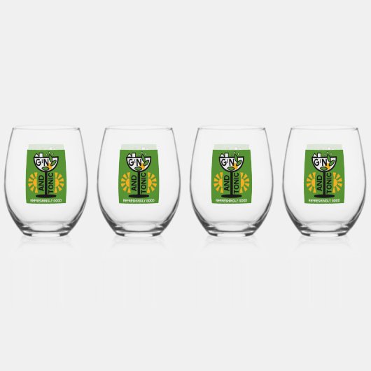 glin en tonische kunst wijnglas zonder voet (Voorkant)