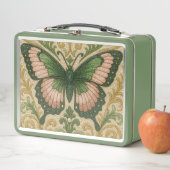 Glinda Butterfly Metal Lunchbox Pink & Green (In situ)