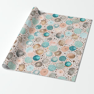 Glinsterend Abstract puntpatroon in turquoise, roz Cadeaupapier