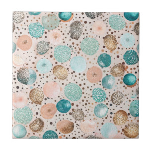 Glinsterend Abstract puntpatroon in turquoise, roz Tegeltje
