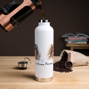 Glinsterend Anime Meisje met Oranje Bloem Grafiek Waterfles
