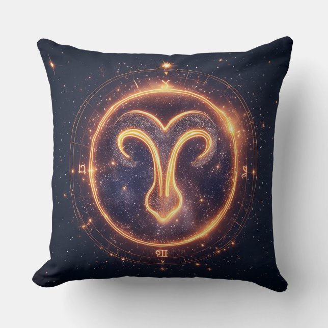 Glinsterend Aries-sterrenbeeldsymbool in een Sterr Kussen (Voorkant)
