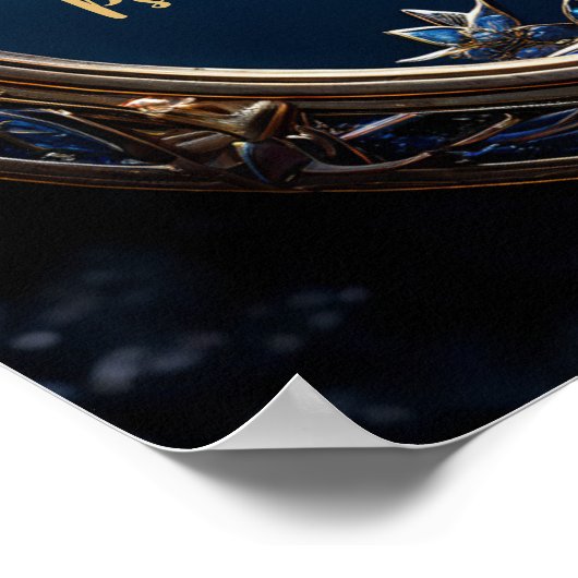 Glinsterend blauw met gouden Bijbelvers  Poster (Hoek)