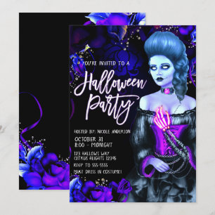 Glinsterend dood meisje paarse rozen Halloween-fee Kaart