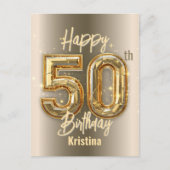 Glinsterend Goud en Diamant 50e Verjaardag Briefkaart (Voorkant)